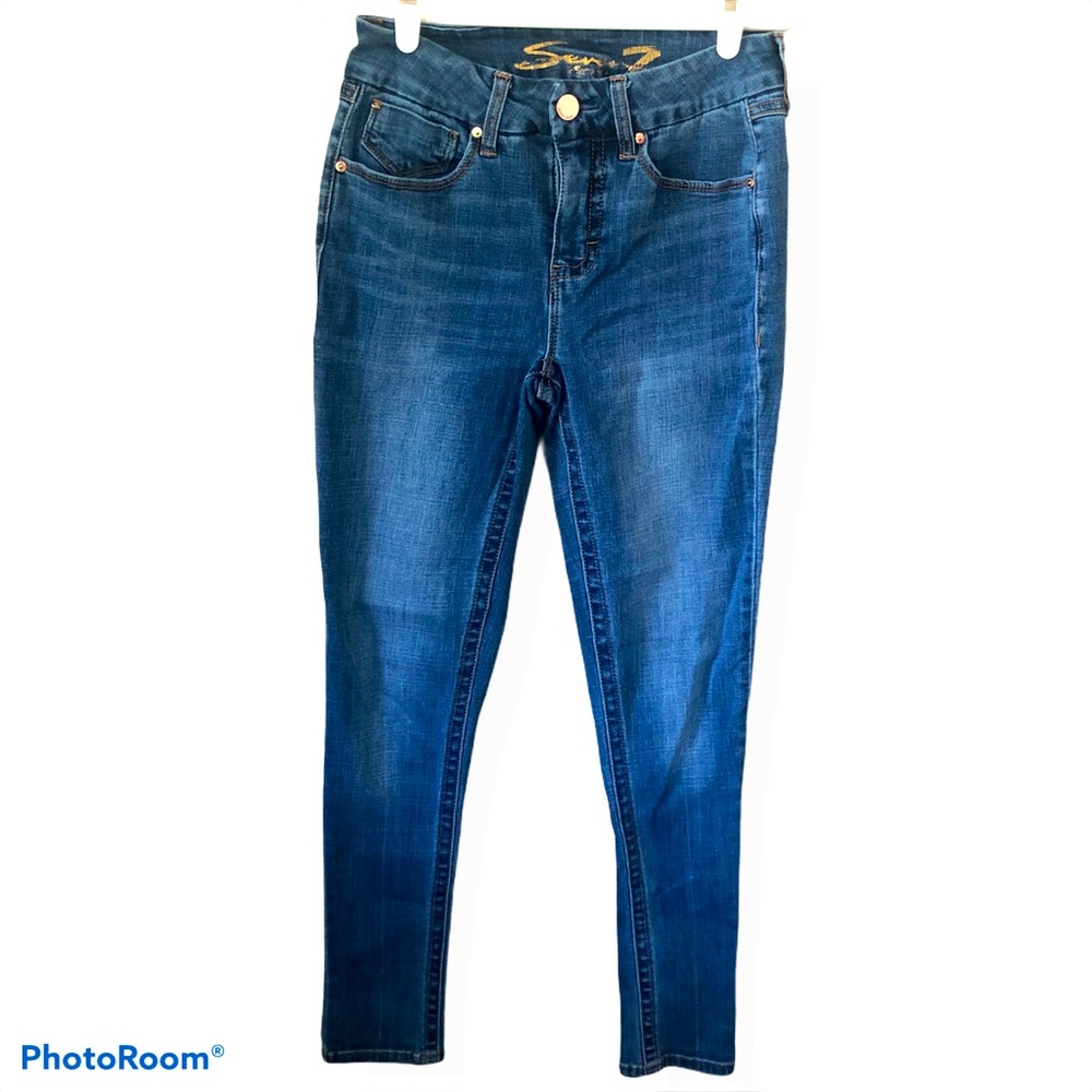 Women’s Seven7 Tummyless High Rise Skinny Denim Blue Jeans Sz 4 Stretch Med Wash